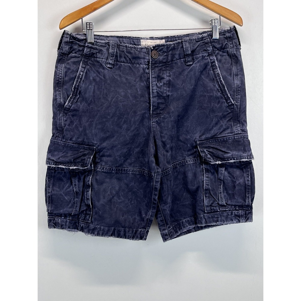 Mens Abercrombie & Fitch Cargo Chino Shorts Sz 32 VGUC Vtg Wash Heavy